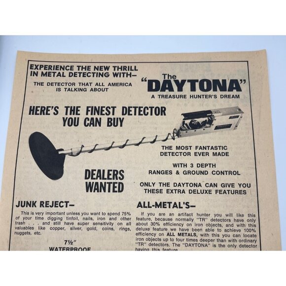 Daytona Metal Detector Print Ad Vintage 70s Wilson Neuman Delphos OH - Picture 4 of 6